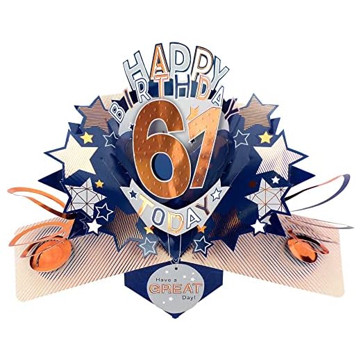 Tarjeta de felicitación emergente de feliz 61 cumpleaños 61 hoy, tarjetas emergentes de Love Kate para él POP204MC61