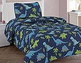 Golden linens Twin Size 2 Pieces Printed New Designs Kids Bedspread/ Coverlet Sets/ Quilt Set (Twin, DINOSAUR)