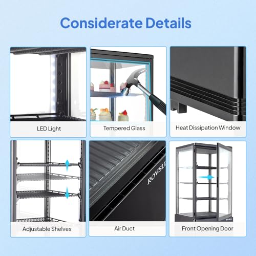 Image of ROVSUN 3 Cu.Ft Display Refrigerator Commercial, Beverage Refrigerator Cooler Glass Door Merchandiser Fridge w /LED Air-cooling Automatic Defrost Front Opening Door for Cafe Restaurant Cafe ETL NSF