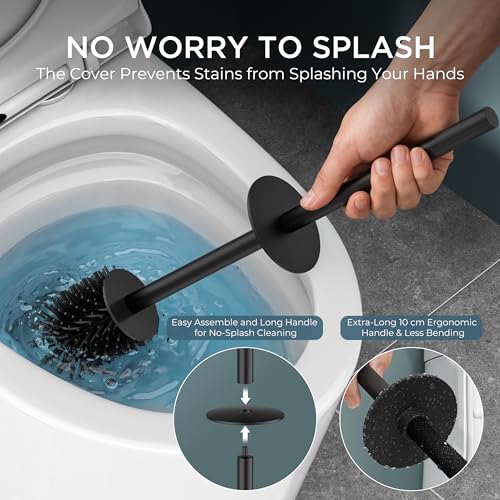Image of FORIOUS Stainless Steel Toilet Bowl Brush Scrubber and Holder Set Medium