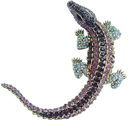 Image of 4.13 inch Alligator Crocodile Brooch Pin Pendant Austrian Crystal BZ5009