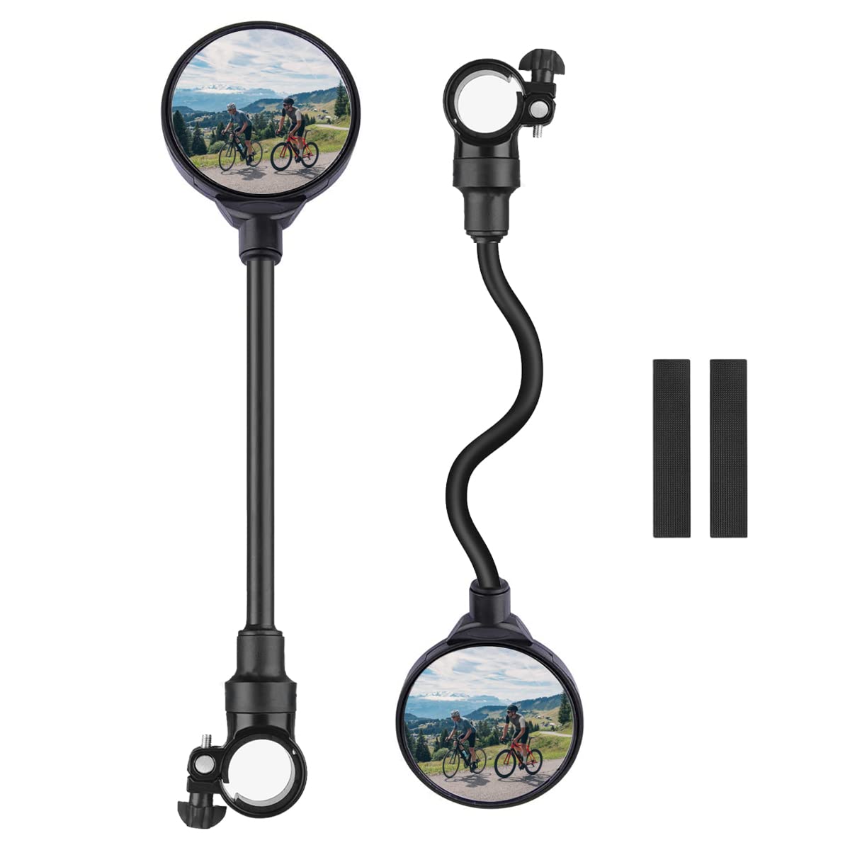 2 Pack Bike Mirror,Adjustable Rotatable Rear View Glass Convex Mirror Bicycle Mirrors,Handlebar Rear View Mirrors for Mountain Road Bike Bicycle Electric Motorcycle, BM1