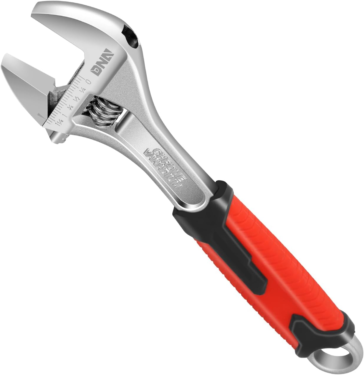 DNA Motoring TOOLS-00050 Adjustable Wrench Spanner - 10 Inch, Vanadium Steel Automotive Repair Tool w/Four-Sided Jaws and Rubber Grip