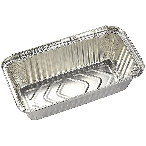 Image of Juvale 50 Pack Aluminum Foil 2 lb Disposable Loaf Pans With Lids for Baking Bread, Heating, Storing Food (32oz, 8.5 x 4.5 In)