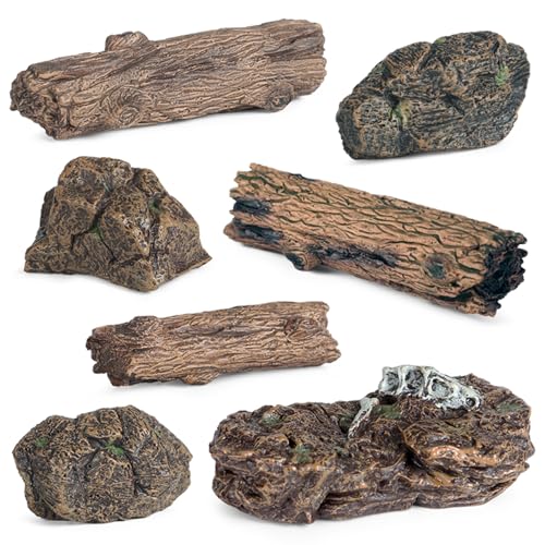EOIVSH 7pcs Diorama Supplies Fake Rocks, Artificial Garden Figurines Tree Stump, Scene Accessories Stone Stumps Statue Ornaments for Micro Train Railway Sand Table Landscape