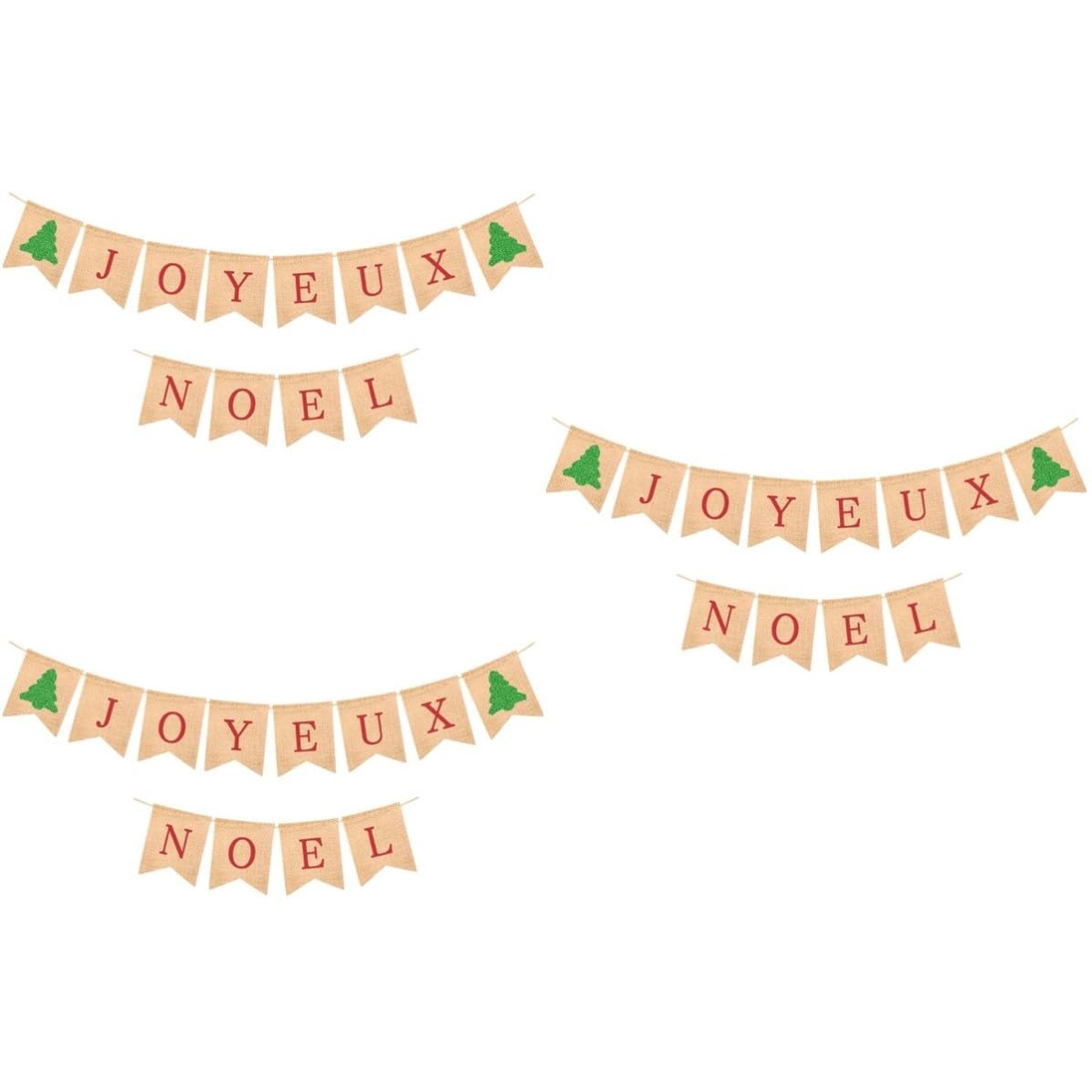 NOLITOY 3 Piezas Pancarta Navideña Colgante de Arpillera Diseño Especial