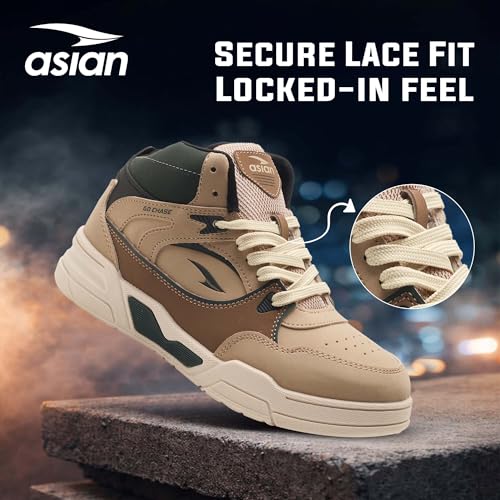 Image of ASIAN Tango-11 Men's High Top Sneakers | Stylish & Lightweight Lace-Up Shoes | Cushioned Sports Sneakers for Men | Ideal for Casual, Daily Use & Travel