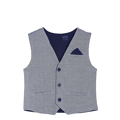 Image of miniklub Baby Front Open Sleeveless Knitted Cotton Waist Coat (Blue Color)