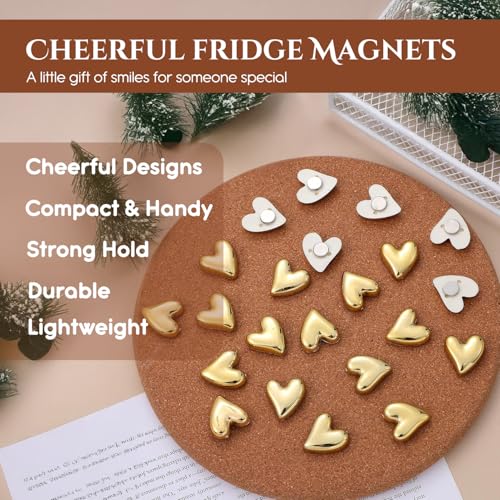 Image of Nostrae by Ekhasa Golden Heart Cute Fridge Magnets Set of 12 | Fridge Magnet Refrigerator Stylish | Kitchen Fridge Decoration Items | Mini Gifts