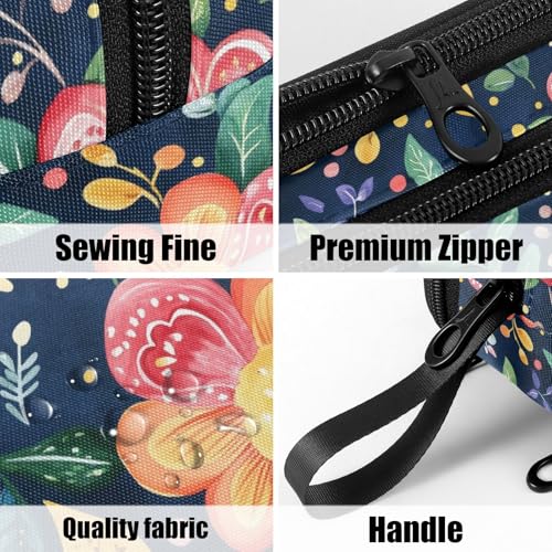 Image of Fustylead Watercolor Ethnic Paisley Floral Pattern Large Pencil Bag Storage Pen Case Makeup Pouch Stationery Bag for School College Office Organizer