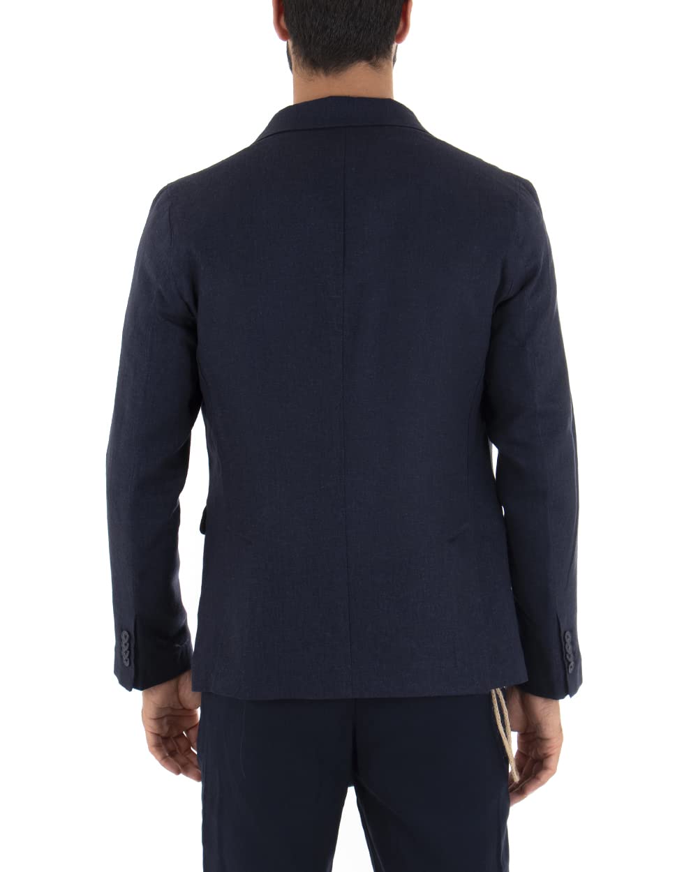 Abito Uomo Outfit Completo Giacca Pantalone Leggero Elegante Doppiopetto Pantalone Bottone Allungato