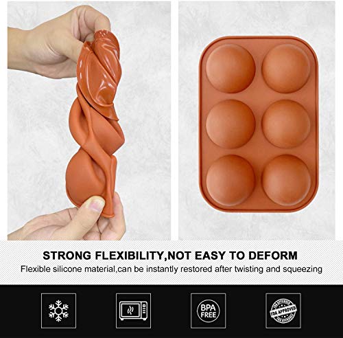 image for Forno 6-cavity semi-silicone mold/chocolate bomb mold/round hemispheri
