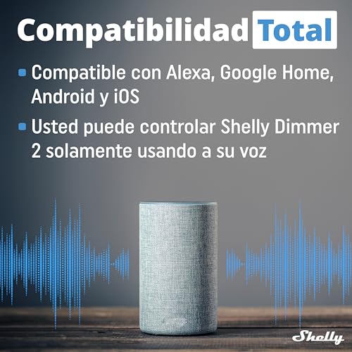 Miniatura 6 de Shelly Dimmer 2, Módulo Regulador de Luz W-Fi, Atenuador Inalámbrico, No necesita neutro, LED 10-220W, incandescentes/Halógenas 1-220W Compatible con Alexa & Google Home, iOS Android App
