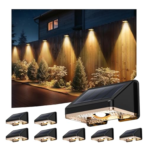 Delaiglow Aplique Solar Pared Exterior，Luz Solar Exteriore，IP67 Impermeable Luces Solares Exterior Jardín Diseño Inalámbrico Para Vallas Patio Balcones Y Terrazas，8Pack