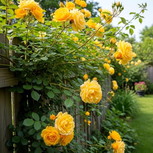 Image of Climbing Rose Hybrid Seeds Pack - Large Flowers- 70 Easy-to-Grow Seeds for Vibrant Blooms, Suitable for All Indian Climates (GOLDEN)