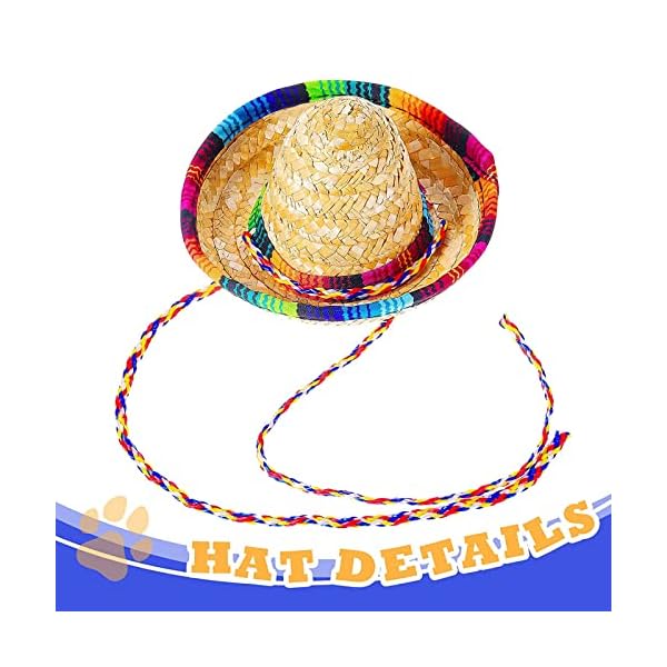 3 pcs mexican sombrero hat pet serape poncho costume include multicolor cinco de mayo dog bandana fiesta triangle bib dog sombrero hat round sunglasses costume for dog gifts cinco de mayo party decor - image 3