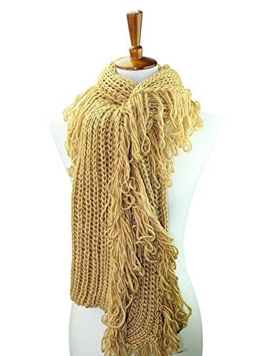 Luxury Divas Chunky Winter Knit Scarf With Loop Fringe3