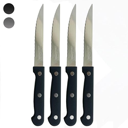 Cuchillos para carne de acero inoxidable, 4 piezas, cuchillo dentado, utensilios de cocina