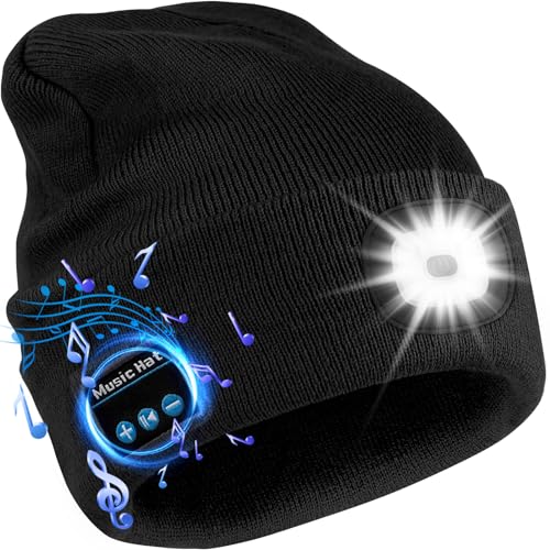 Deilin Bluetooth Mütze mit Led Licht, Unisex Kabellose Musik Mütze mit...
