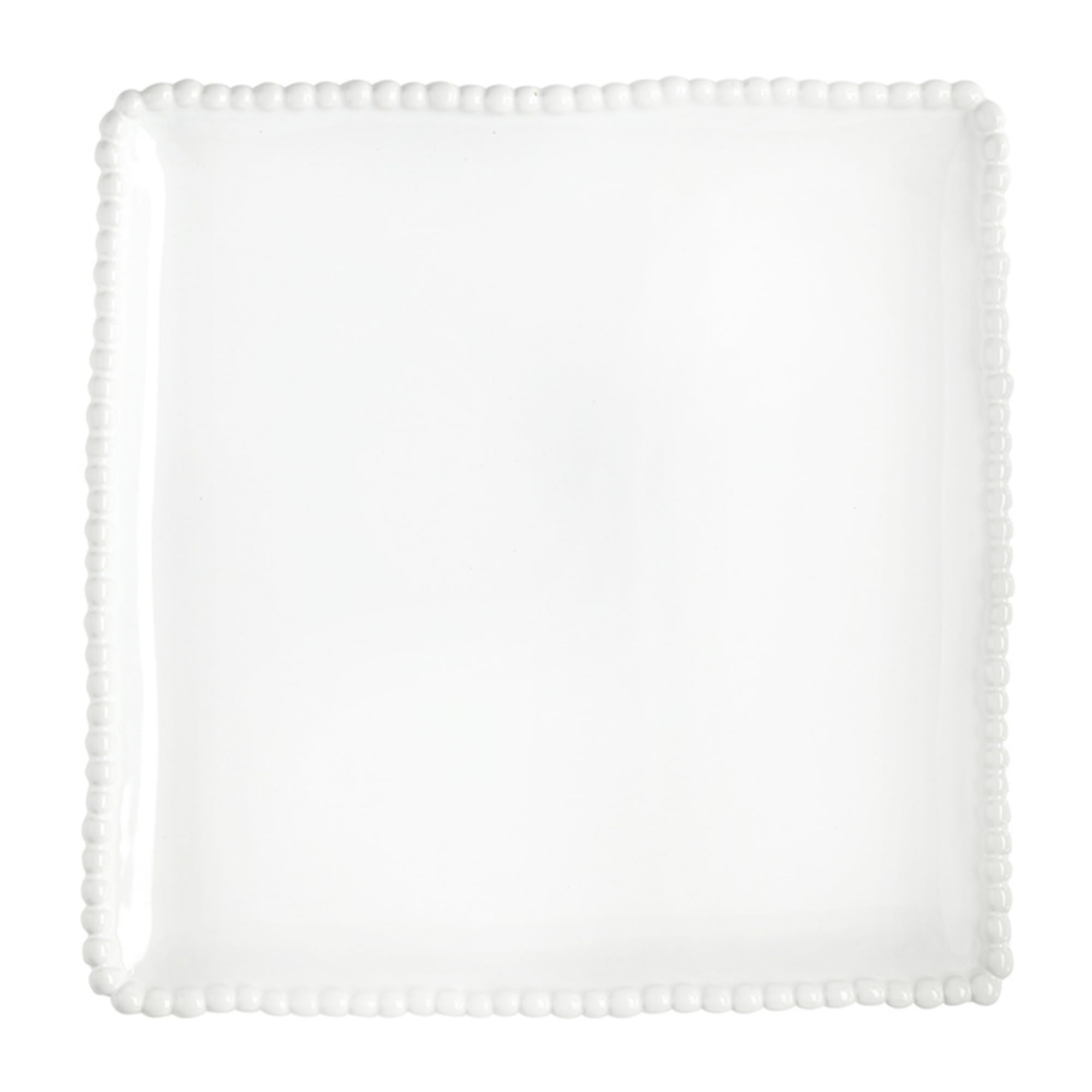 Santa Barbara Design Studio Serving Platter - Square Ceramic Tray with Beaded Rim, 10", White