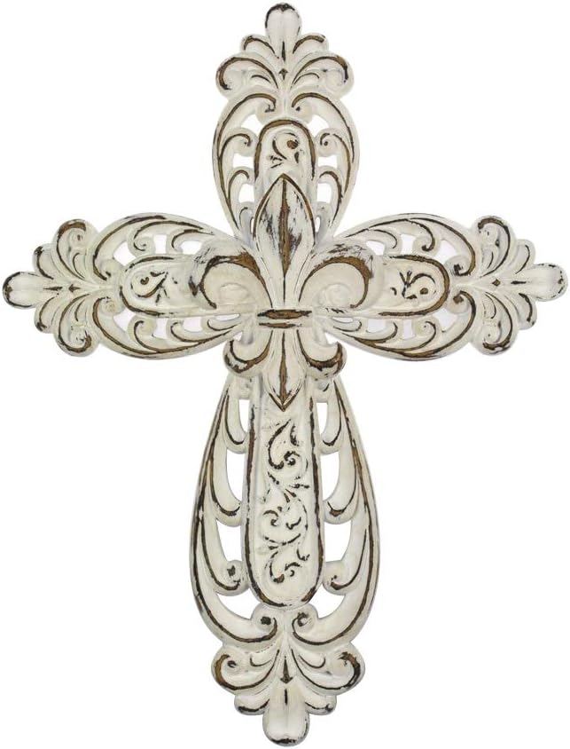 Comfy Hour Cross Cross on The Wall Collection 12" Handmade White FDL Cross Resin Art Wall Decor