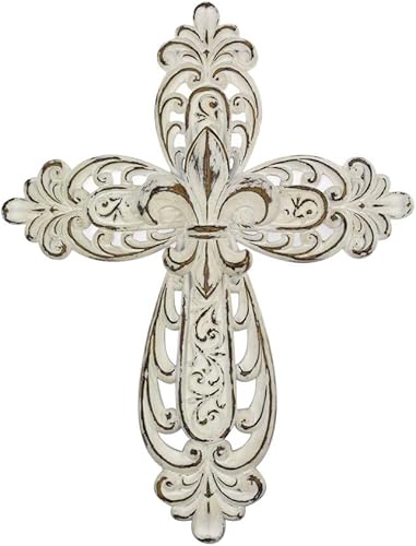 Comfy Hour Colección Faith and Hope de 12 pulgadas, cruz antigua hecha a mano, decoración de pared artística, estilo vintage, resina