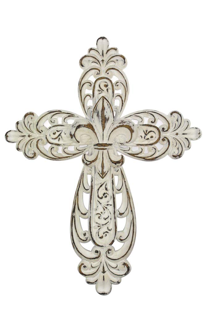 Comfy Hour Cross Cross on The Wall Collection 12" Handmade White FDL Cross Resin Art Wall Decor