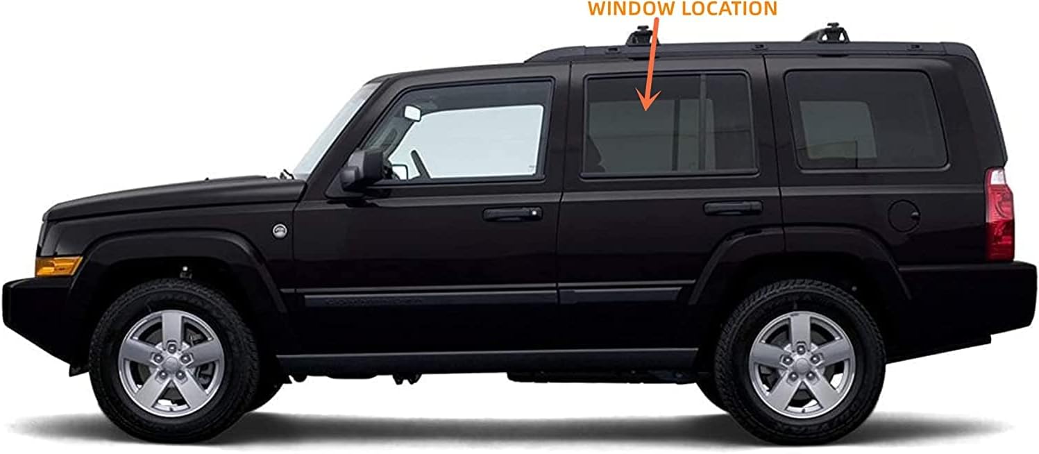 Driver/Left Side Rear Door Window Door Glass Replacement for Jeep Commander 4 Door Utility 2006-2011