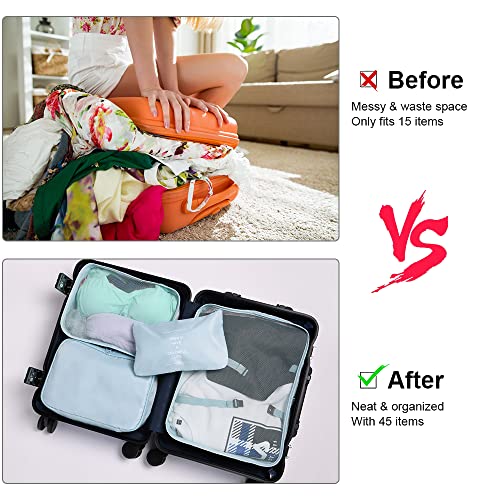 Image of OSDUE 8 Set Packing Cubes for Suitcases, Light Packing Cubes for Travel, Various Sizes Organizer Bags Set for Travel Accessories Travel Essentials,Travel Cubes for Carry on Suitcases (Korean Blue)