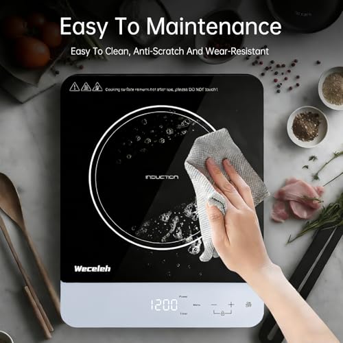 Image of Portable Induction Cooktop, 1200W Slim Burner with 11 Power Levels, 3H Timer, Touch Control, Child Lock for RV, Dorm, Apartment, Small Kitchen, 0.94 Inch