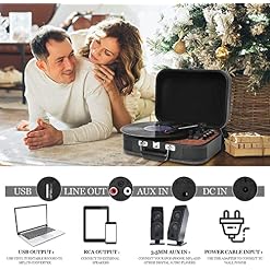 VOKSUN Platine Vinyle,Tourne-Disque à encodeur numérique portabl Bluetooth avec 3 Vitesses 33/45/78 TR/Min 2 Haut… - Les Beatles, Paul McCartney, John Lennon, RIngo Starr, George Harrison VOKSUN Platine Vinyle,Tourne-Disque à encodeur numérique portabl Bluetooth avec 3 Vitesses 33/45/78 TR/Min 2 Haut… – Image 4