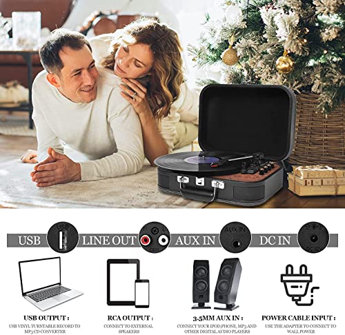 VOKSUN Platine Vinyle,Tourne-Disque à encodeur numérique portabl Bluetooth avec 3 Vitesses 33/45/78 TR/Min 2 Haut… - Les Beatles, Paul McCartney, John Lennon, RIngo Starr, George Harrison VOKSUN Platine Vinyle,Tourne-Disque à encodeur numérique portabl Bluetooth avec 3 Vitesses 33/45/78 TR/Min 2 Haut… – Image 5