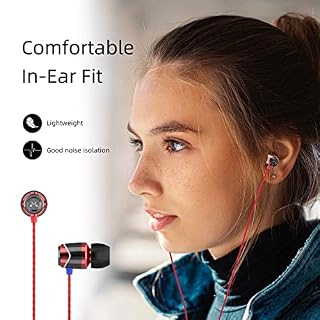 SoundMAGIC Écouteurs Intra-Auriculaires, Oreillettes Stéréo Filaire Anti-Bruit Casque Ergonomique Compatible avec Tout 3,5mm Jacks Smartphones, Tablette, Telephone,PC etc(E10,Rouge) – Image 6
