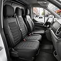GIOVANNI BUTTI Autositzbezüge 2+1 für Renault Master 4 / Nissan Interstar 3 2024-2026 - Auto Sitzbezug aus Piqué-Stoff, Vordersitz-Set mit Montageset Rechter Beifahrersitz geteilt, Schwarz-Grau