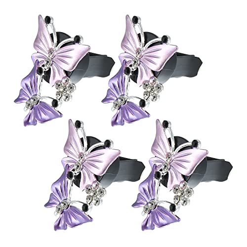 Image of X AUTOHAUX Car Butterfly Shape Clips for Air Conditioner Outlet Vent Decorations Clip Purple 4 Pcs