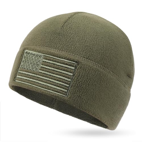 OUTDOOR SHAPING American Flag Fleece Watch Cap USA Multi-Season Army Military Tactical Beanie Winter Warm Beanie