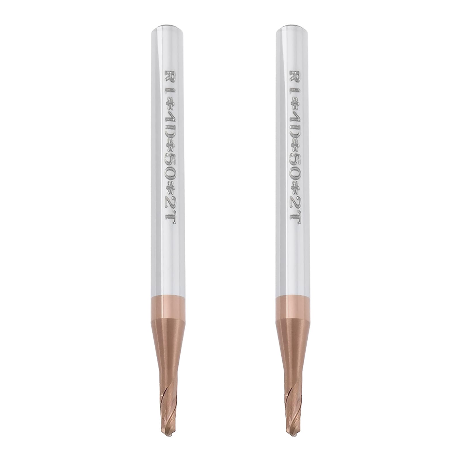 Lot de 2 Fraises à Bout Sphérique de 2 Mm Revêtement AlTiN Carbure de Tungstène HRC55 pour Gravure CNC