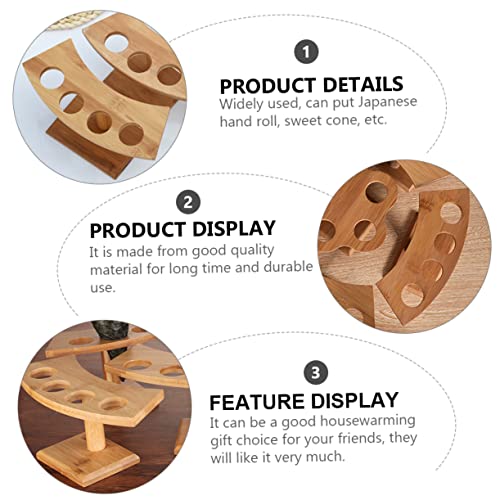 Luxshiny 1Pc Japanese Hand Roll Storage Rack Ice Cream Cone Display Rack with Food Serving Tray for Home Restaurant and Hotel Use