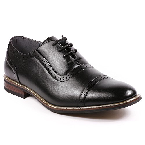 Metrocharm ALEX-03 Men's Perforated Lace Up Cap Toe Oxford Dress Shoes