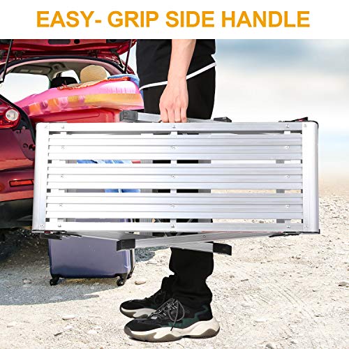 Aluminum Work Platform | Portable Folding Aluminum Step Ladder,Non-Slip Feet, Durable Construction, Easy to Store &Transport -for Washing Vehicles, Cleaning Works, Decorating etc[US Stock] - Thumbnail 7