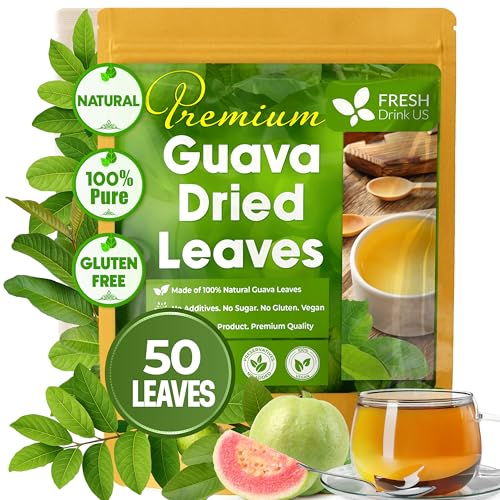 Image of FreshDrinkUS, Premium 50+ Natural Guava Leaves, Whole Dried Leaves, 100% Pure, Natural Guava Loose Leaf Herbal Tea, Non GMO, No Additives, No Caffeine, Vegan