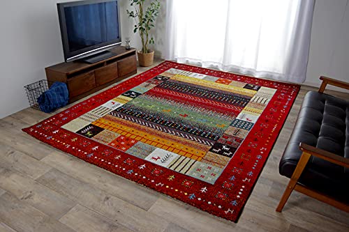 プレセール】ギャベ柄 ウィルトン織 イビサ 160x230cm レッド