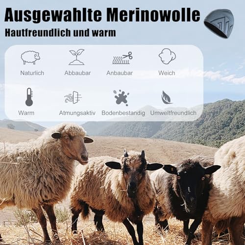 Joscoal Merinowolle Unisex Beanie Nebelblau – Bild 6