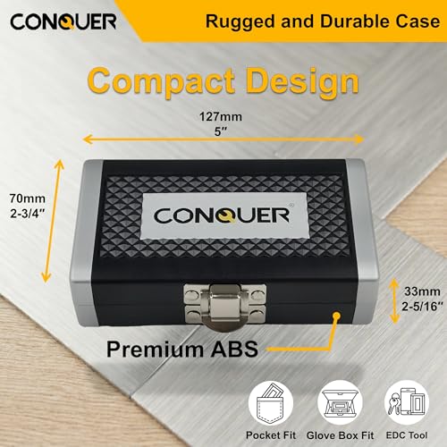 Image of CONQUER 21-Piece 1 /4 inch Drive Mini Ratchet Set, 72-Tooth Dual Head with Quick Release & Spin Disk, Universal Spline Sockets (6-13mm, SAE /Metric) & S2 Bits