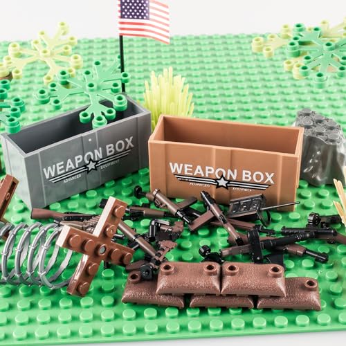 Image of 36 Pcs Military U.S Field Force Weapons Pack - Brown Accessories and Battle Building Blocks Compatible With Major Brand, 3 Years Old and Up