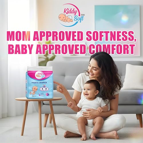 Image of KiddySoft Baby Diaper Pants with 5 Layer All Night Leakage Protection & Quick Absorbency (S - 78, Pack of 3)