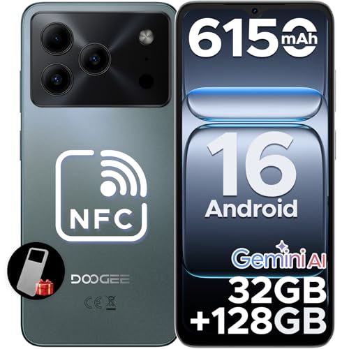 DOOGEE Note56 Pro Android 16 Telefono Movil Libres, 6150mAh 32GB+128GB/2TB Smartphone, Octa Core Telefonos Moviles HD+ 6,56', Cámara 13MP+8MP Teléfono Móvil, Gemini AI/NFC/Dual SIM/Face ID/Widevine L1