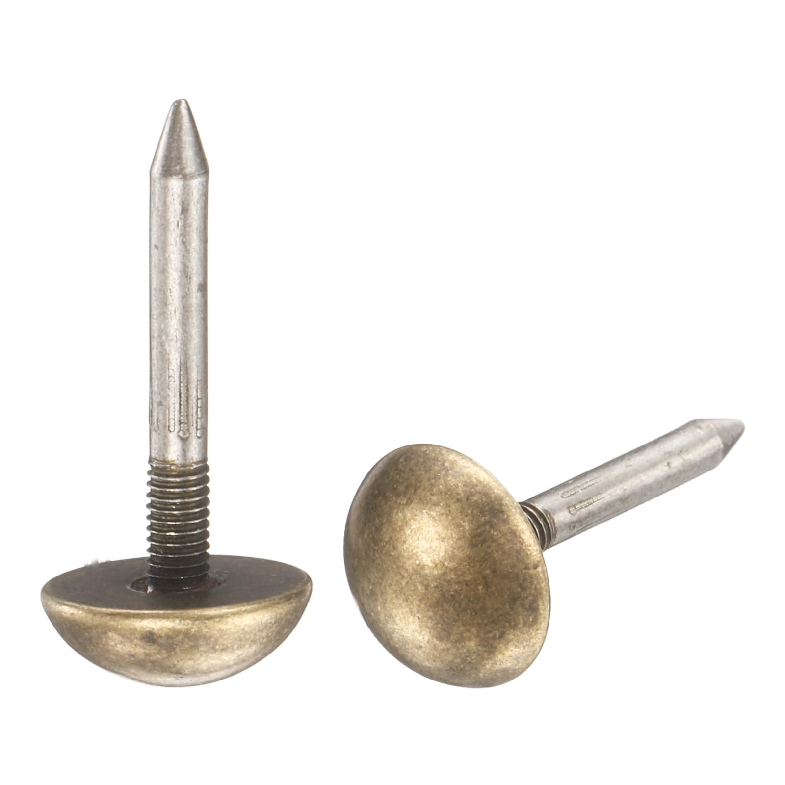 sourcing map 30Pcs Solid Brass Upholstery Tacks, 12mm Retro Upholstery Nails Decorative Thumb Push Pins for Wood Boxes Carpet Sofa Furniture Leather Crafts, Bronze