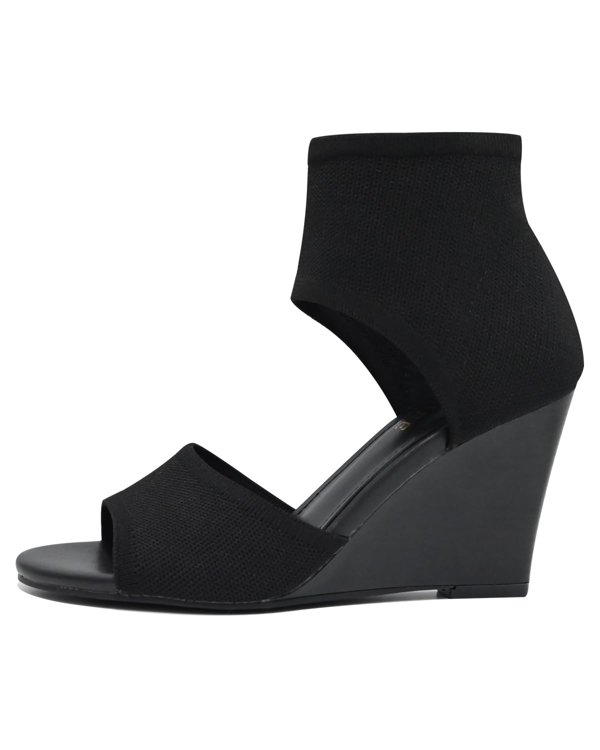 Wedge Sandals for Women Elastic Knit Peep Toe Heeled Sandals Comfortable Slip On Wedges Heels Open Toe Summer Ankle Booties Sandal for Women Dressy