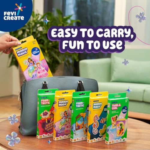 Image of Fevicreate Stick-n-Create Mirror Magic Pretty Princess Kit | Sparkly Stickers | Princess Templates | Travel Friendly | Boosts Creativity | Screen-Free Play | Gifting | Ages 3 +